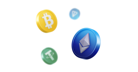 Floating cryptocurrency coins